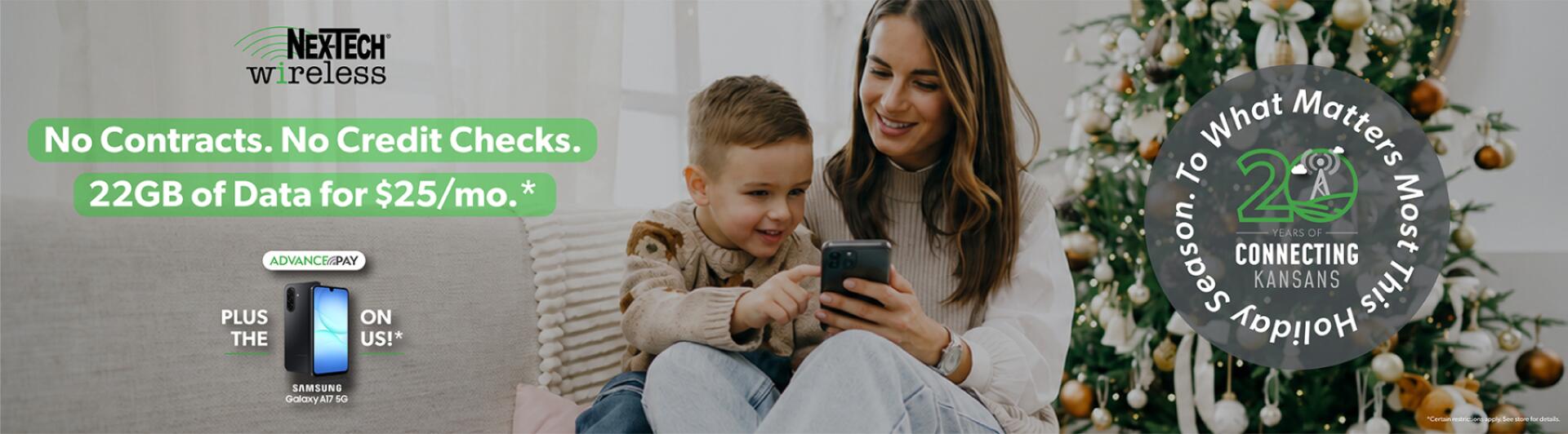 No Contracts. No Credit Checks. 22GB of Data for $25/mo. PLUS the Samsung Galaxy A17 ON US!*